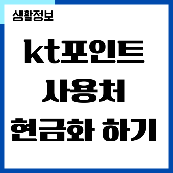 KT 포인트 사용처, 포인트 사용하는 방법