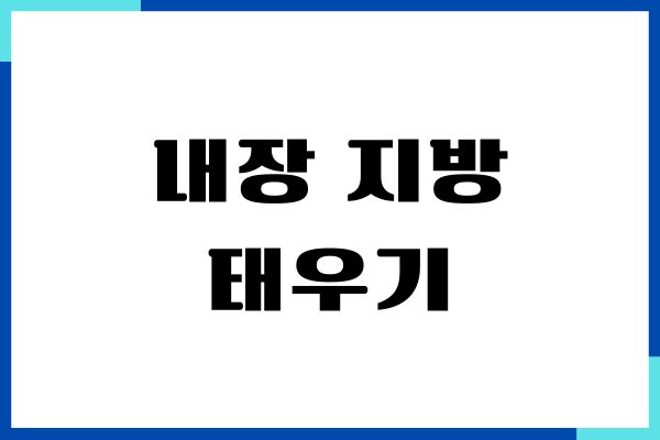 내장 지방 태우기 방법, 어렵지 않게 할 수 있어요!