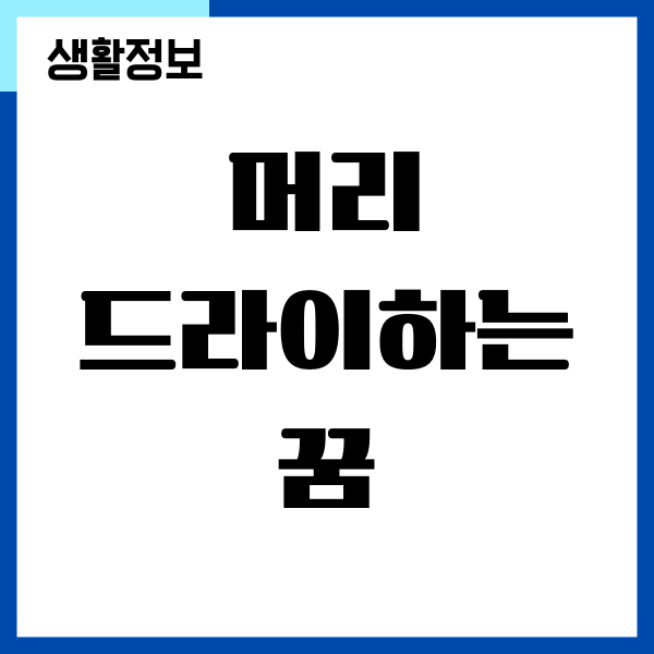 머리 드라이하는 꿈 해몽이 궁금하세요