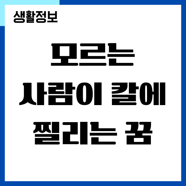 모르는 사람이 칼에 찔리는 꿈, 칼 꿈 해몽 총정리