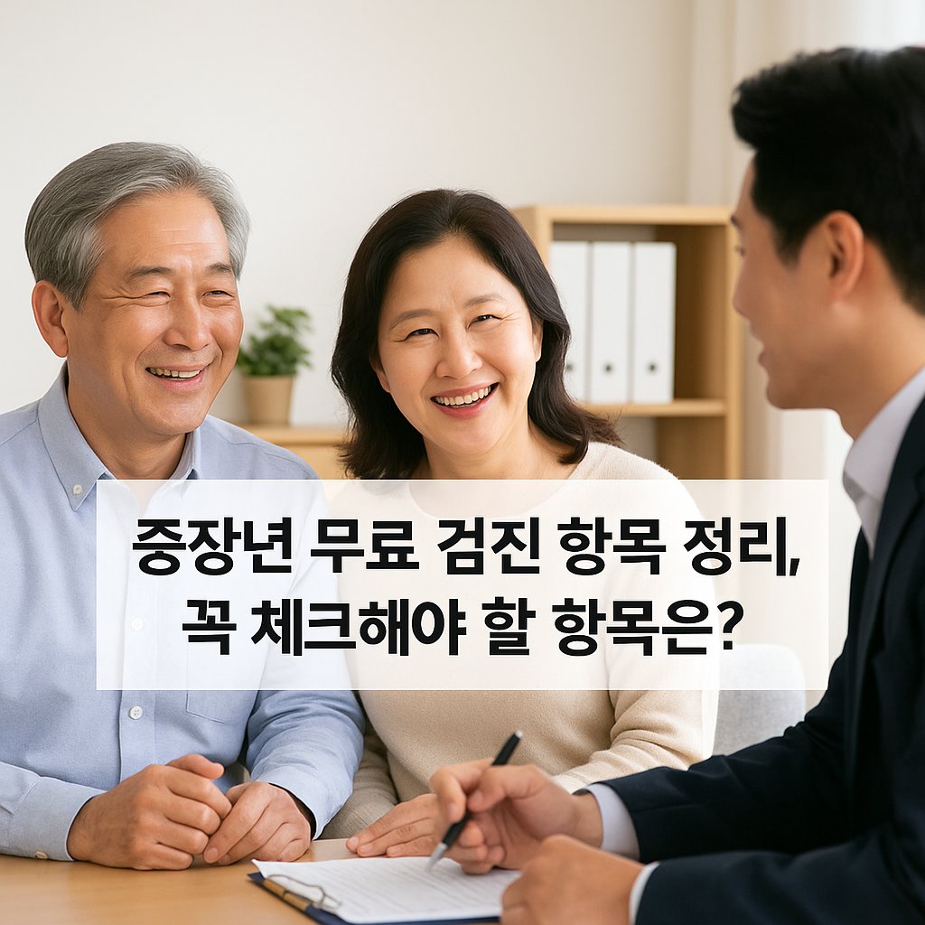 중장년 무료 검진 항목 정리, 꼭 체크해야 할 항목은