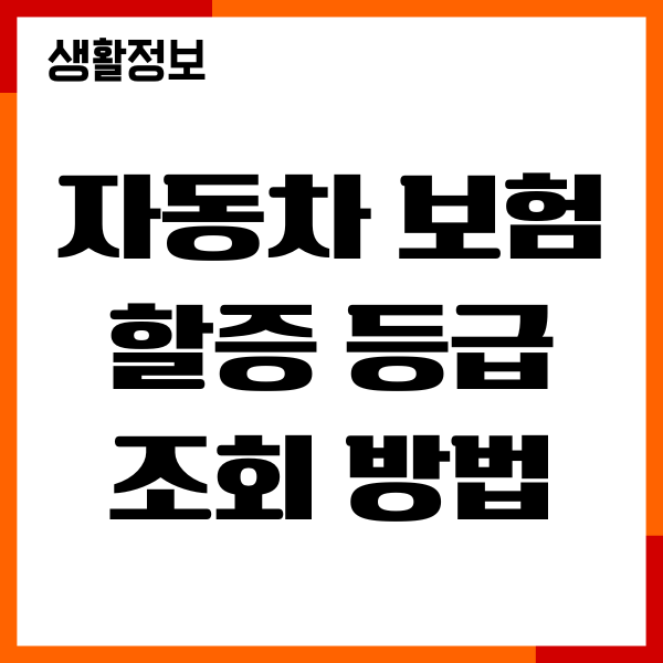 자동차 보험 할증 등급 조회 방법, 특약정보, 할인혜택