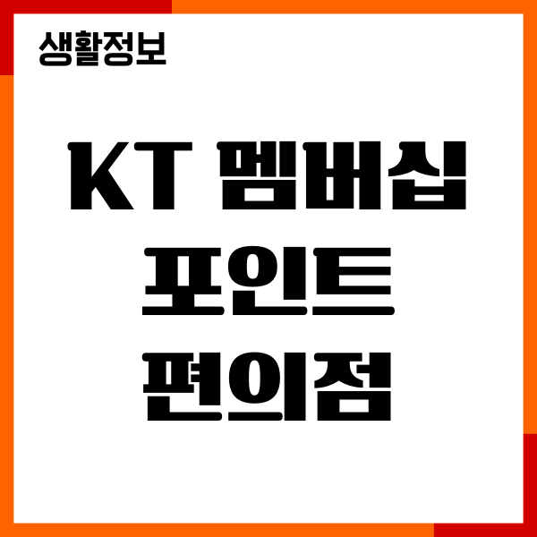 KT 멤버십 포인트 편의점, 사용처, 사용방법 총정리