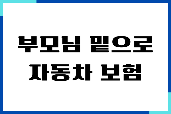 부모님 밑으로 자동차 보험 가입, 운전 경력 인정, 장단점