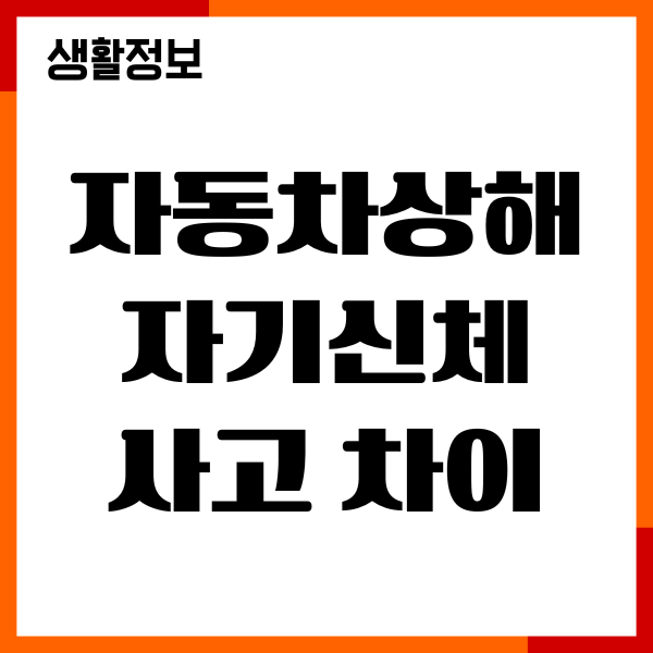자동차상해 자기신체사고 차이, 보상 내용, 책임보험, 종합보험