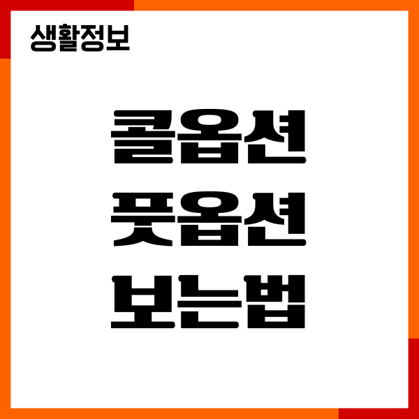 콜옵션 풋옵션 보는법, 기본 개념, 차이점