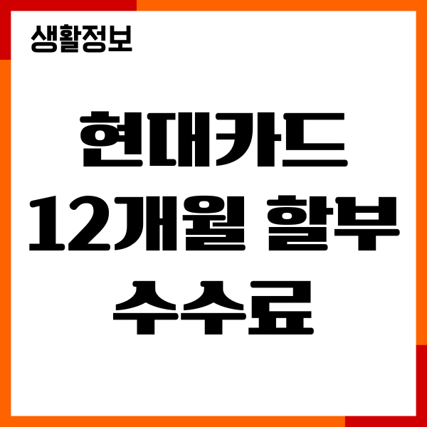 현대카드 12개월 할부 수수료, 수수료율, 유의사항
