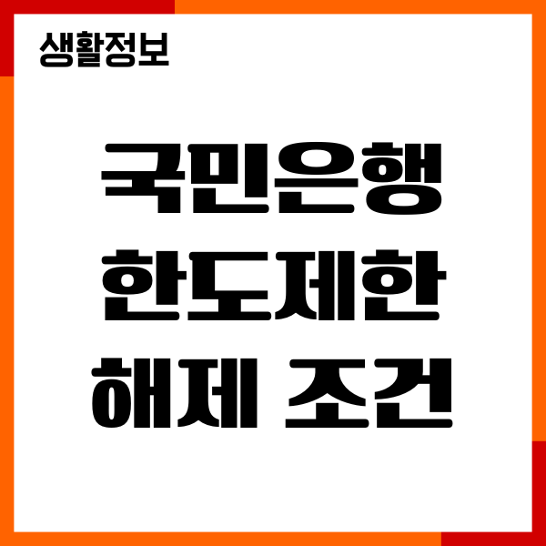국민은행 한도제한계좌 해제 조건, 해제 푸는 법