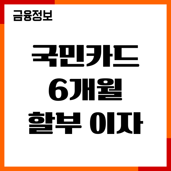 국민카드 6개월 할부 이자, 수수료, 이용조건, 혜택안내